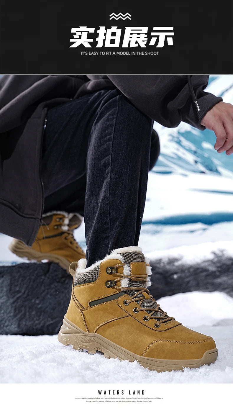 Herrenstiefel Neue Winterschuhe Warme Herrenschuhe Wasserdicht Rutschfest Plüsch-Sneaker Herren-Tennisschuhe Stiefel Herren-Sneaker Winter