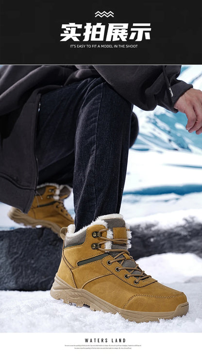 Herrenstiefel Neue Winterschuhe Warme Herrenschuhe Wasserdicht Rutschfest Plüsch-Sneaker Herren-Tennisschuhe Stiefel Herren-Sneaker Winter