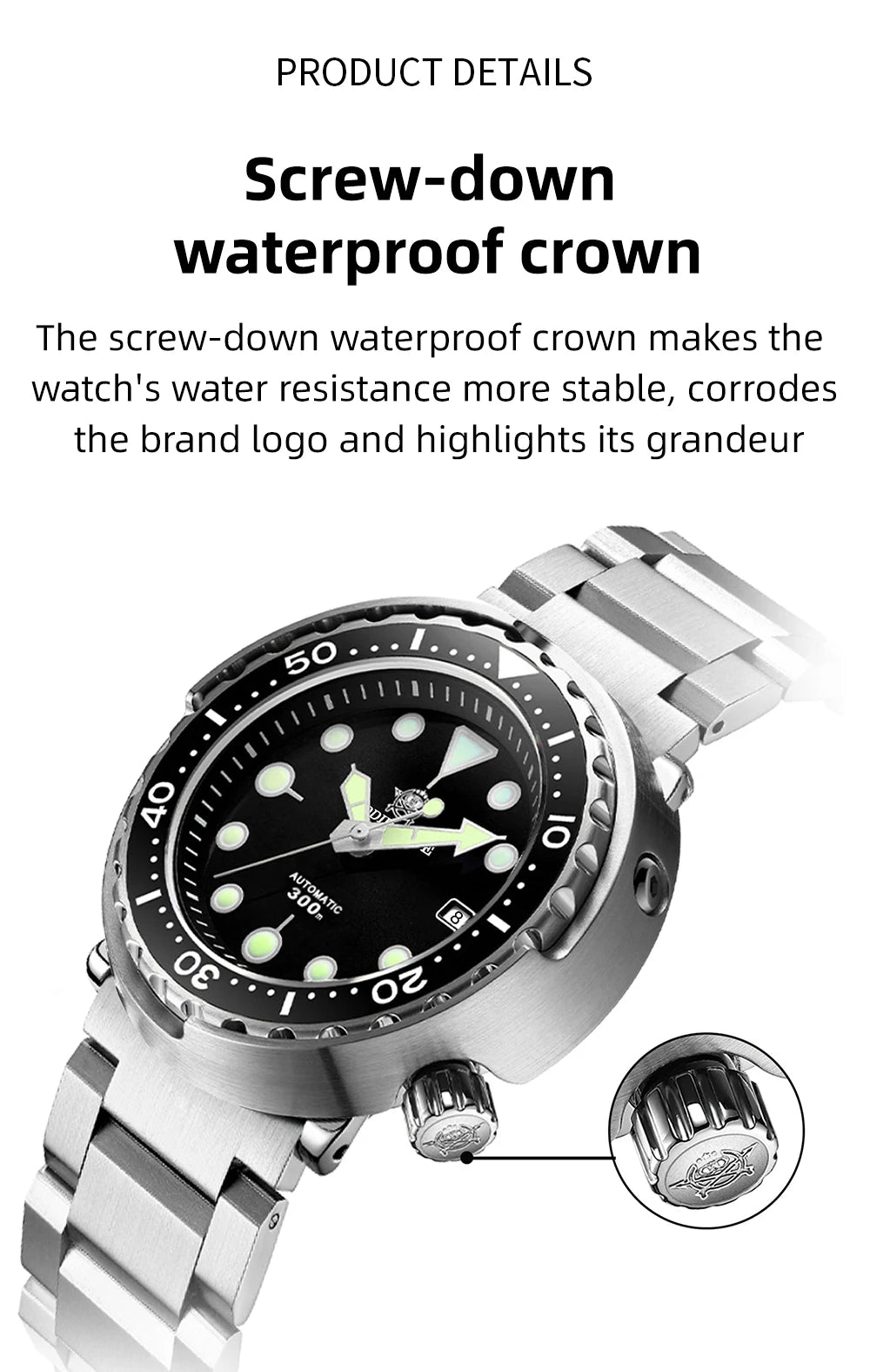 ADDIESDIVE2025 New Men's Mechanical Watch 8215 Movement Sapphire Glass Stainless Steel Watch Night Light Waterproof Diving Watch