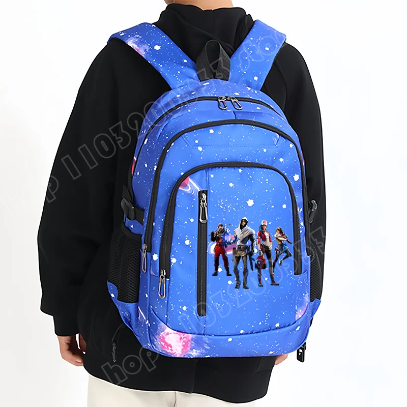 Fortnite Starry Sky Backpack Large Capacity Waterproof Laptop Bag Game Character Print Student Pack Boys and Girls Back to School Bag