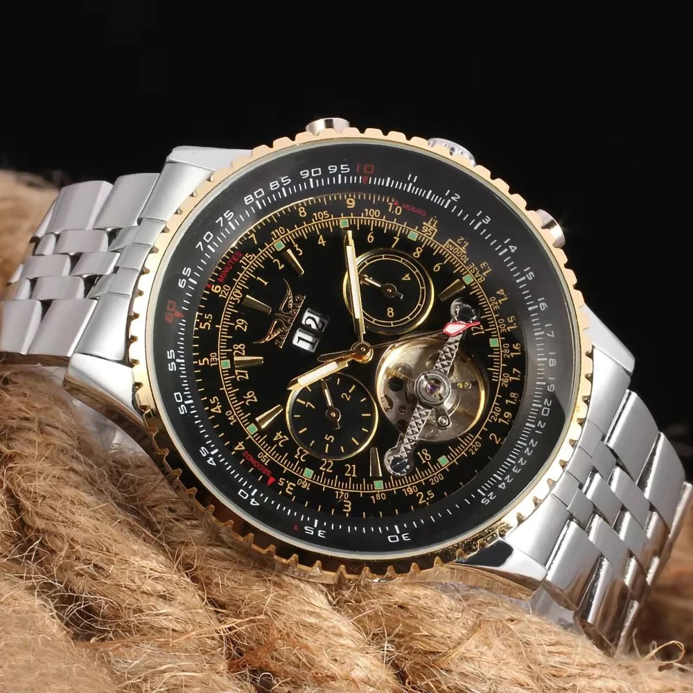 Jaragar 50MM Automatic Mechanical Watch for Men, Multifunctional, Date Month Week Display, 3ATM Waterproof, Business Casual Style