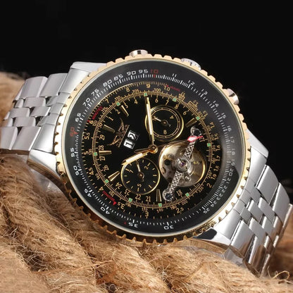 Jaragar 50MM Automatic Mechanical Watch for Men, Multifunctional, Date Month Week Display, 3ATM Waterproof, Business Casual Style