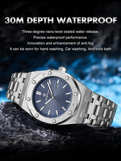 PAAZOMU Luxury Square Man Quartz Watch Waterproof Luminous Date Men's Watch High Quality Stainless Steel Business Men Watches