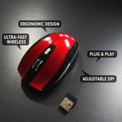 2.4G Wireless Mouse, 7500 DPI, 6 Buttons, 4-Ways Scroll Optical Gaming Mouse, Ergonomic Design For Desktop & Macbook PC Laptop