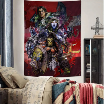 Duża drukowana makatka ścienna World Of Warcraft Hot Game, tania hipisowska dekoracja ścienna, boho makatki ścienne z mandalą, dekoracja do domu