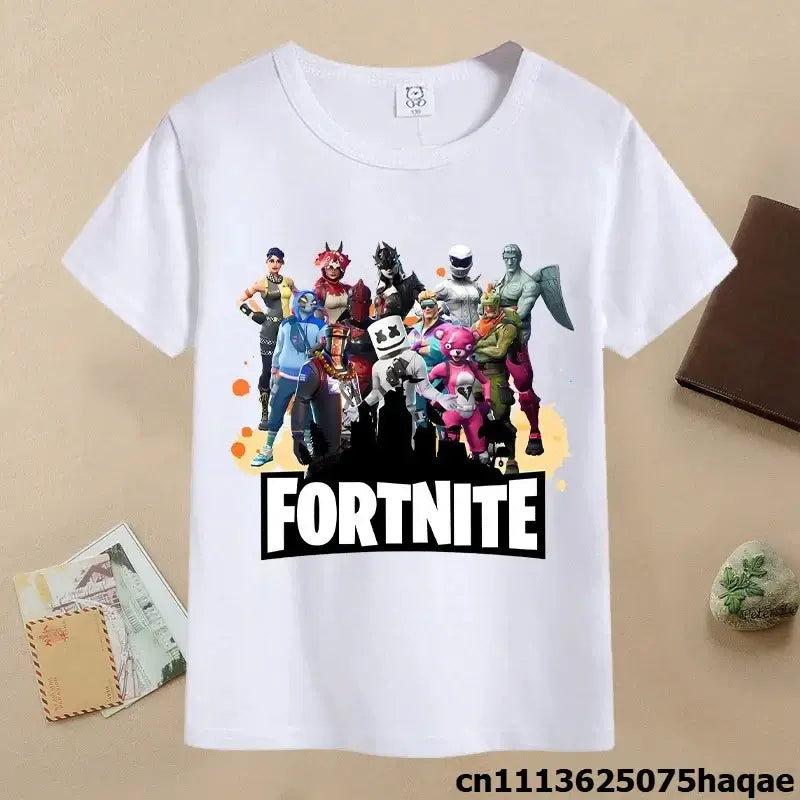 Summer Fortnite Children T-shirt Cartoon Game Figure Printed T-shirt Boys Casual Sports T-shirt Short Sleeves Kids Clothing
