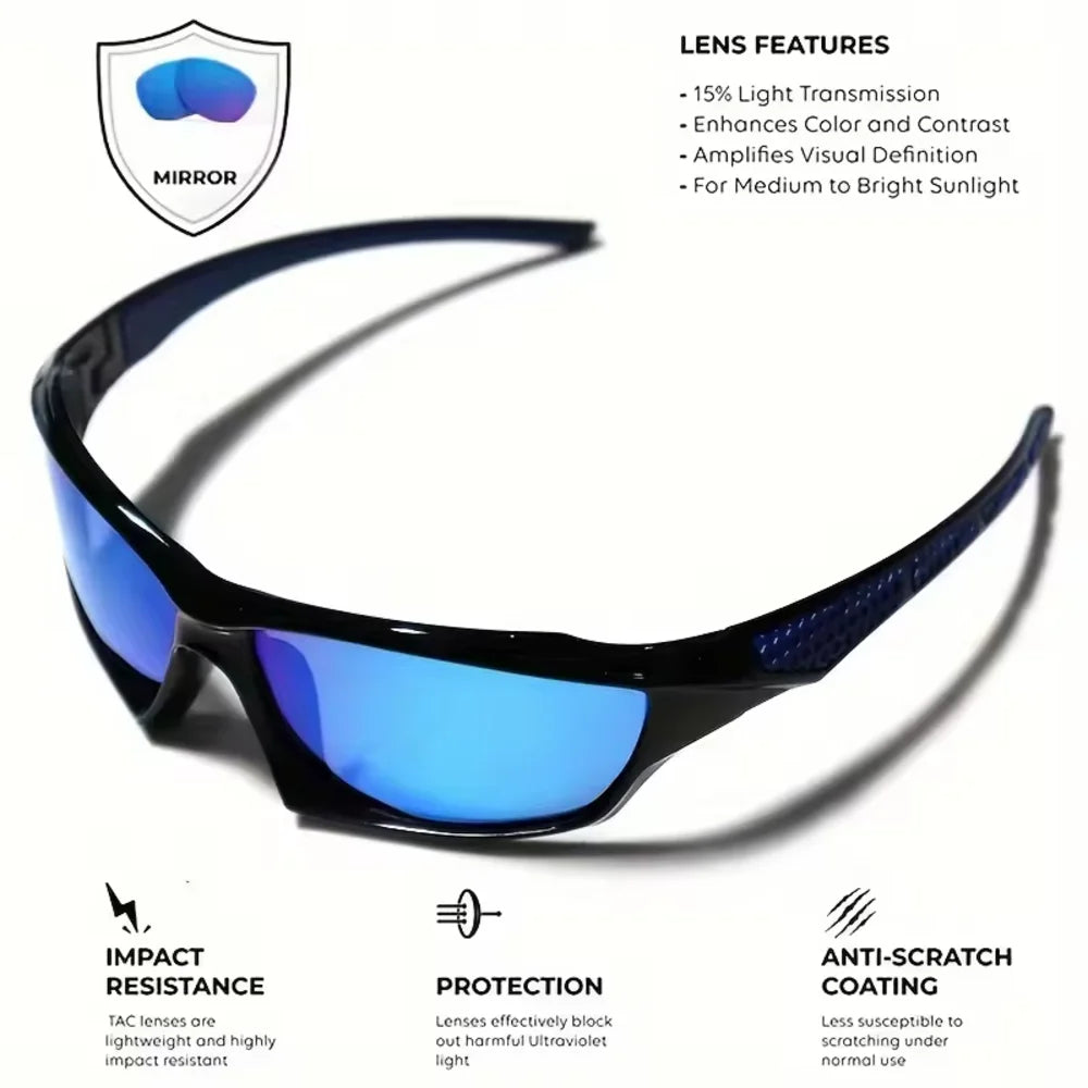 KLASSNUM Men Sports Polarized Sunglasses Lightweight Night Vision Yellow Shades Cycling Driving Fishing Fashion Mirror Sunglass