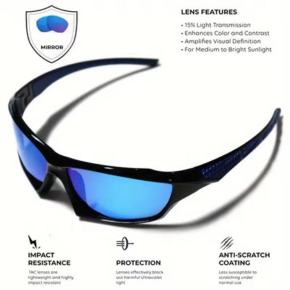 KLASSNUM Men Sports Polarized Sunglasses Lightweight Night Vision Yellow Shades Cycling Driving Fishing Fashion Mirror Sunglass
