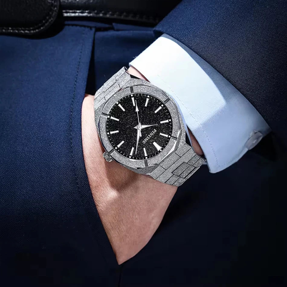 Men's wristwatch Starry Frosted Men Quartz Watch Fashion And Luxury Gentleman Watches Golden Watch Waterproof Silver Accessories