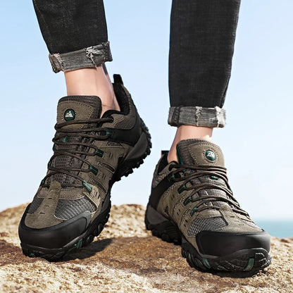 HIKEUP Moški pohodniški čevlji iz semiša Čevlji za prosti čas Odporni na obrabo Moški čevlji za treking, hojo in lov Taktični športni čevlji