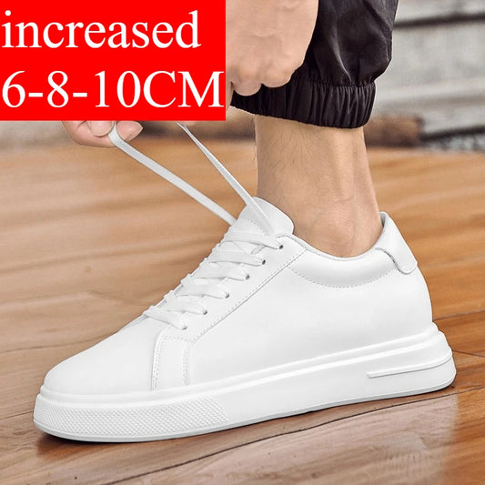 New Men's Sneakers Elevator Shoes Height Increasing Insole 6-10CM High Heels Leather Sport Shoes Men's Shoes