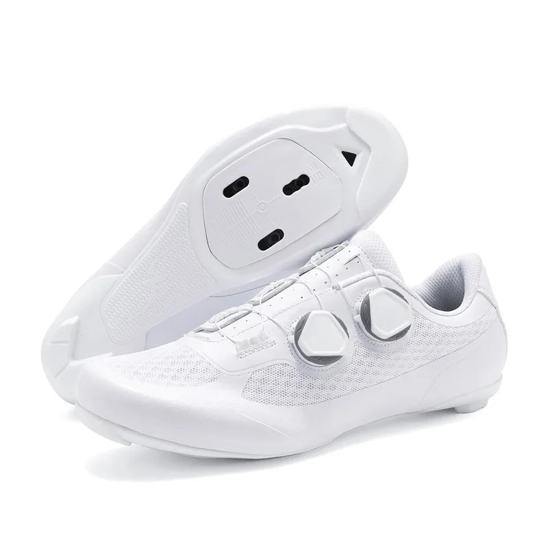 Zapatillas de ciclismo de velocidad para hombre, zapatillas de ciclismo de carretera, zapatillas con calas, zapatillas SPD, zapatillas de ciclismo para pedales planos, calzado de ciclismo para hombre, calzado para actividades al aire libre, color blanco