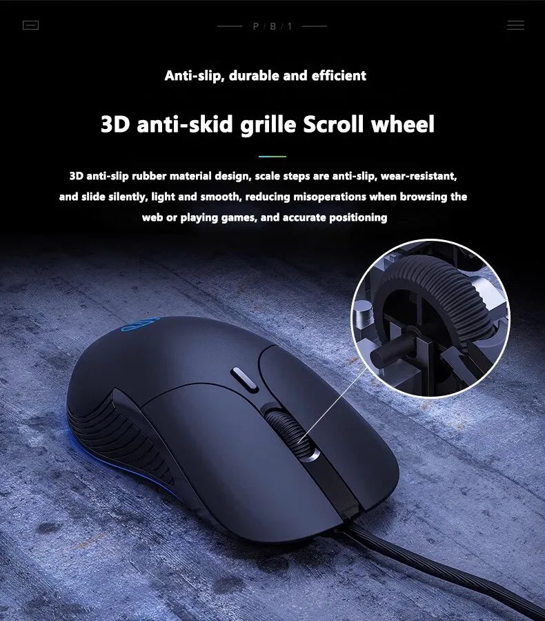 INPHIC B2 USB-Kabelmaus – leise Office- und Gaming-Maus für PCs und Laptops