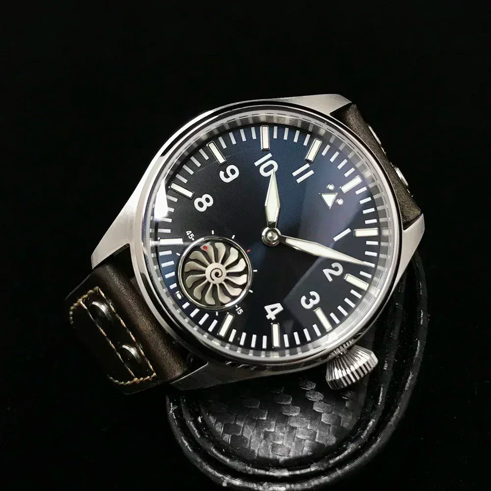 Hruodland 2025 New Men's Mechanical Watch Seagull ST3620 Retro Pilot 43MM BGW-9 Luminous Sapphire Crystal Turbine Watch