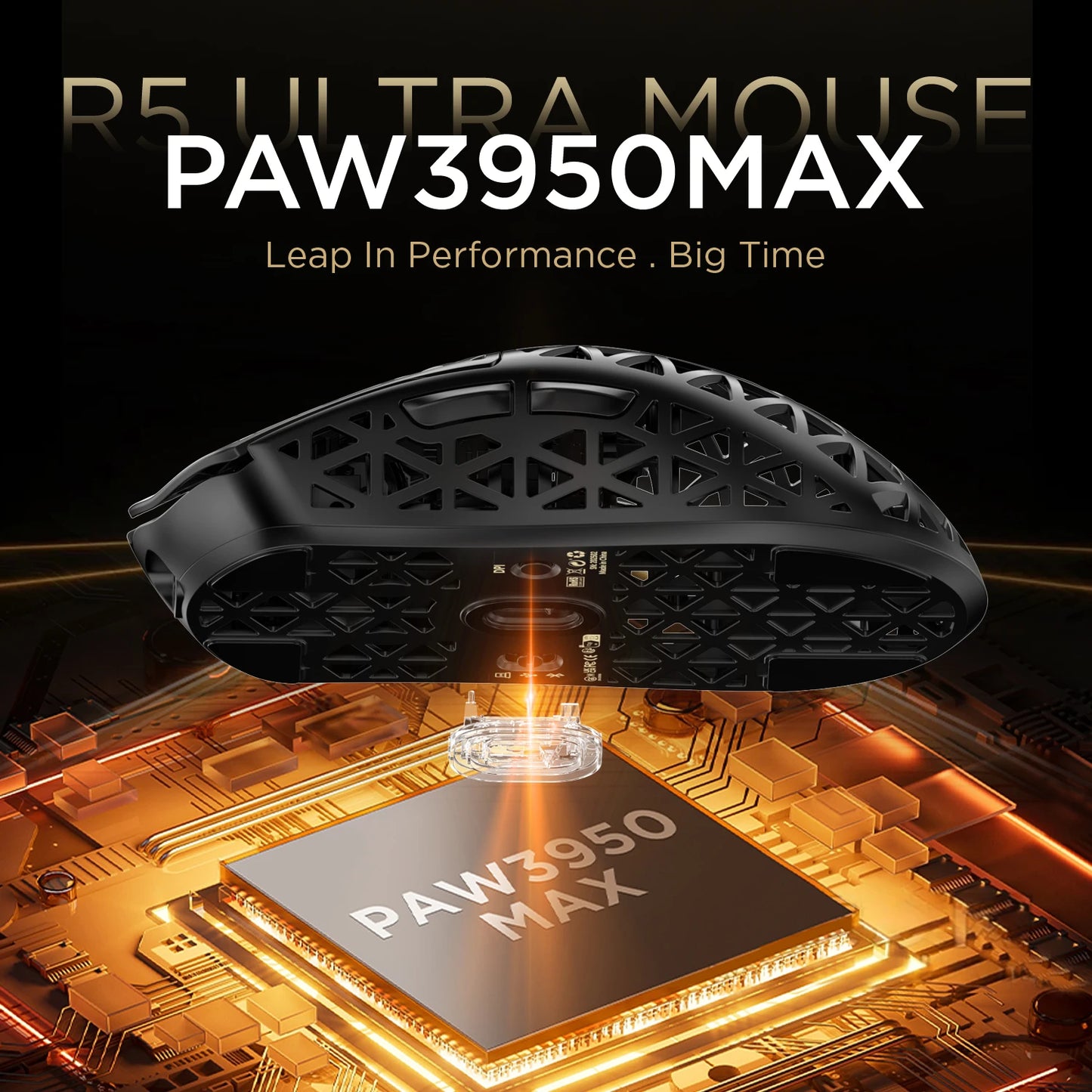 ATTACK SHARK R5 Ultra Carbon Fiber kabellose Gaming-Maus, PixArt PAW3950MAX Gaming-Sensor, 42000DPI, 8000Hz, MCU Nordic 52840