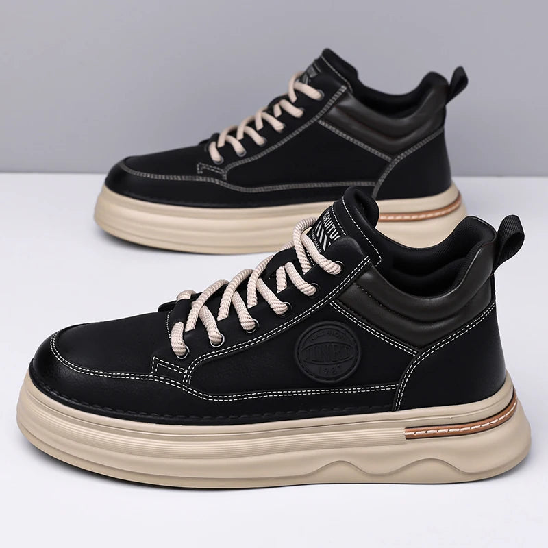 Pantofi Oxford casual pentru bărbați, din piele, cu talpă groasă, la modă, pentru exterior, fără toc, de calitate superioară, pantofi Oxford realizați manual, pentru plimbare