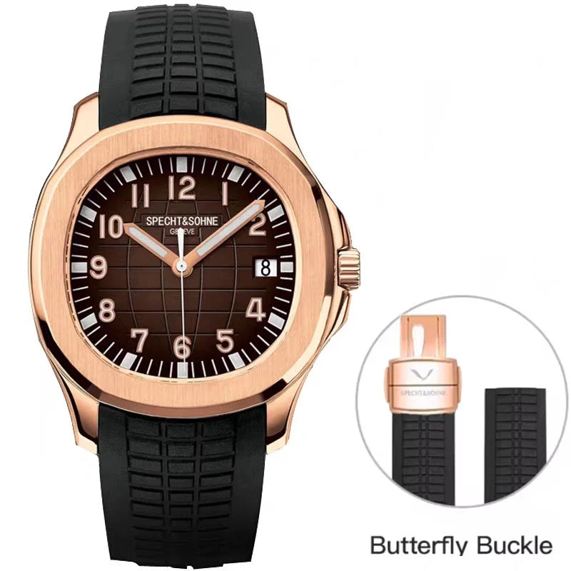 Specht&Sohne 40MM Men's Watches Mechanical Watch Japan Miyota 8215 Movt Rose Gold Stainless Steel Classic 5167 Watch Waterproof