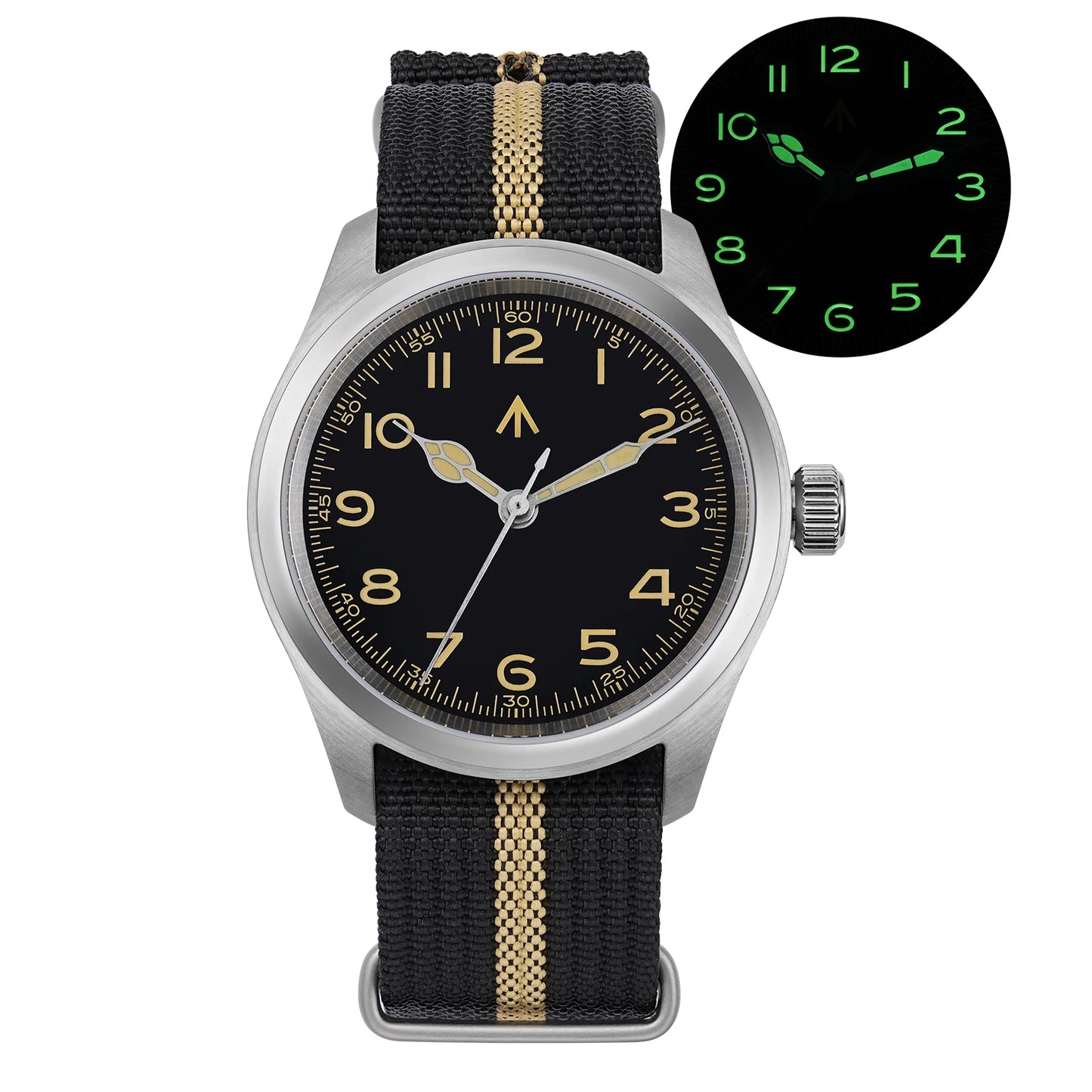 Militado ML08 Quartz Watch VH31 Movement Double Domed Sapphire Crystal Wristwatch Super C3 Green Luminous 38mm Vintage Watches