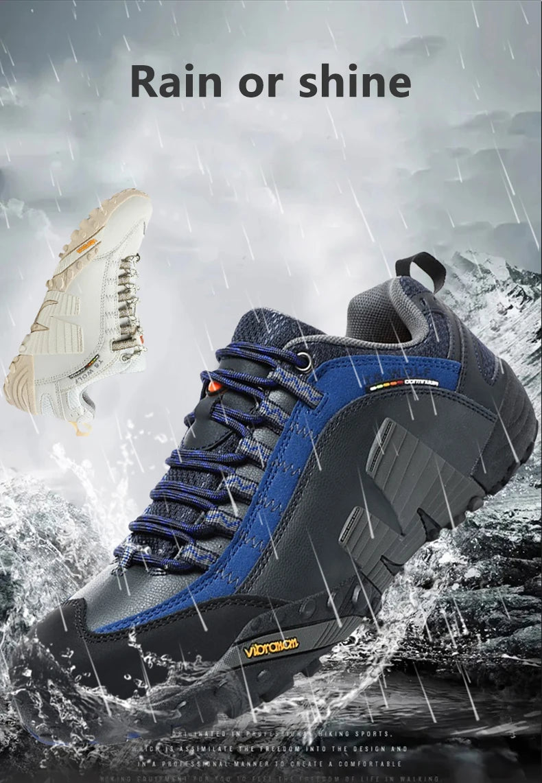 Mountaineering Shoes Men's Genuine Leather Outdoor Sports Anti Slip Mountaineering Hiking Shoes Breathable Tourism Shoes