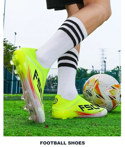 New Men Soccer Shoes Grass Cleats High-quality Match Outdoor Football Boots Non-Slip Boys Sneakers Hot-selling High-top Light