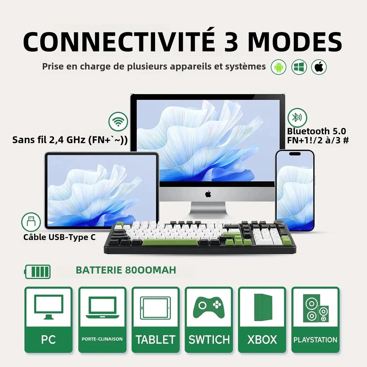 AULA F99PRO Gaming Mechanical Keyboard 99 Key Three Mode Wireless Hot Swappable Gasket Structure Custom Keyboard with Media Knob