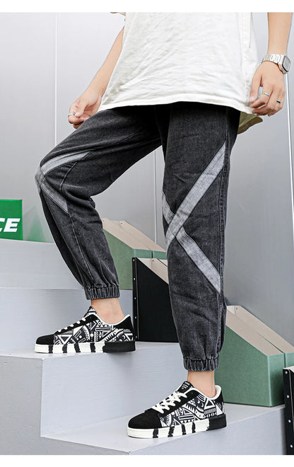 YRZL Men's Sports Running Shoes Canvas Geometric Style Lace-Up Sneakers Couples' Fashionable Graffiti Print Skate Shoes