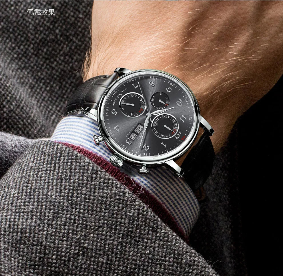 Luxury Brand Switzerland LOBINNI Perpetual Calendar Automatic Mechanical Men's Watches Sapphire Multi-function Clock L13019-8