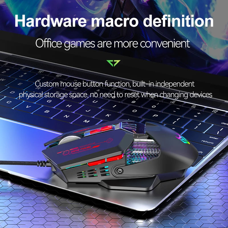 1K Hz Gaming Mouse Wired APAYADO T4 RGB Mouse with Ultra-light Cord 60IPS,12800DPI for Laptop/Computer