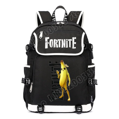 Mochila Fortnite de Grande Capacidade, Saco de Ombro Casual com Porta USB, Unissexo, Estilo Anime, para Estudantes, Nova Mala Escolar Elegante, Presente de Papelaria