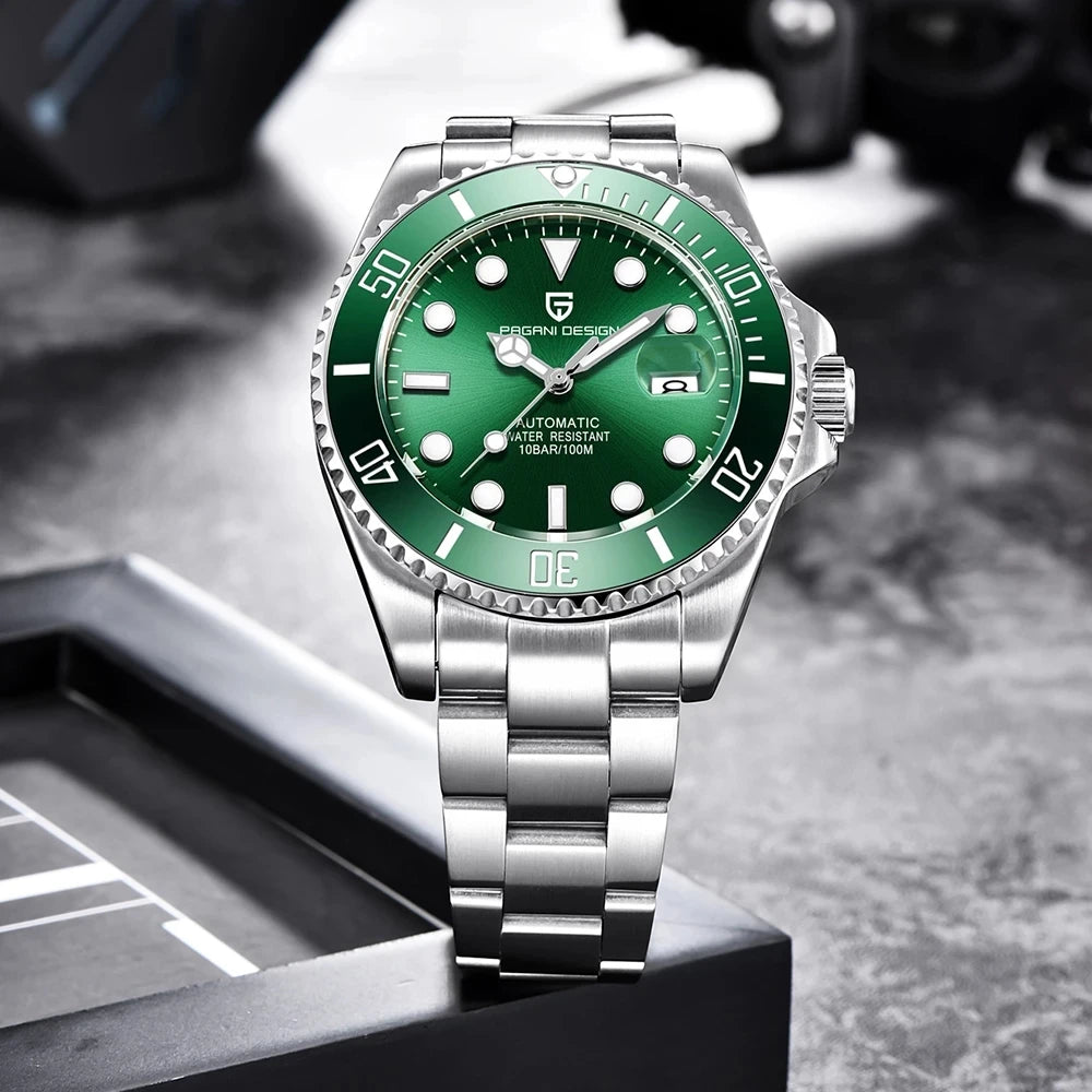 New PAGANI DESIGN Diving Automatic MechanicalWatch Luxury Sports WaterproofWatch Stainless Steel Sapphire Luminous Watch for Men
