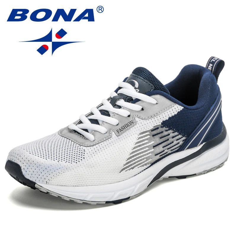 BONA – Pantofi sport pentru bărbați, model popular, cu parte superioară din plasă țesută, pentru alergare, jogging și plimbare, cu șireturi
