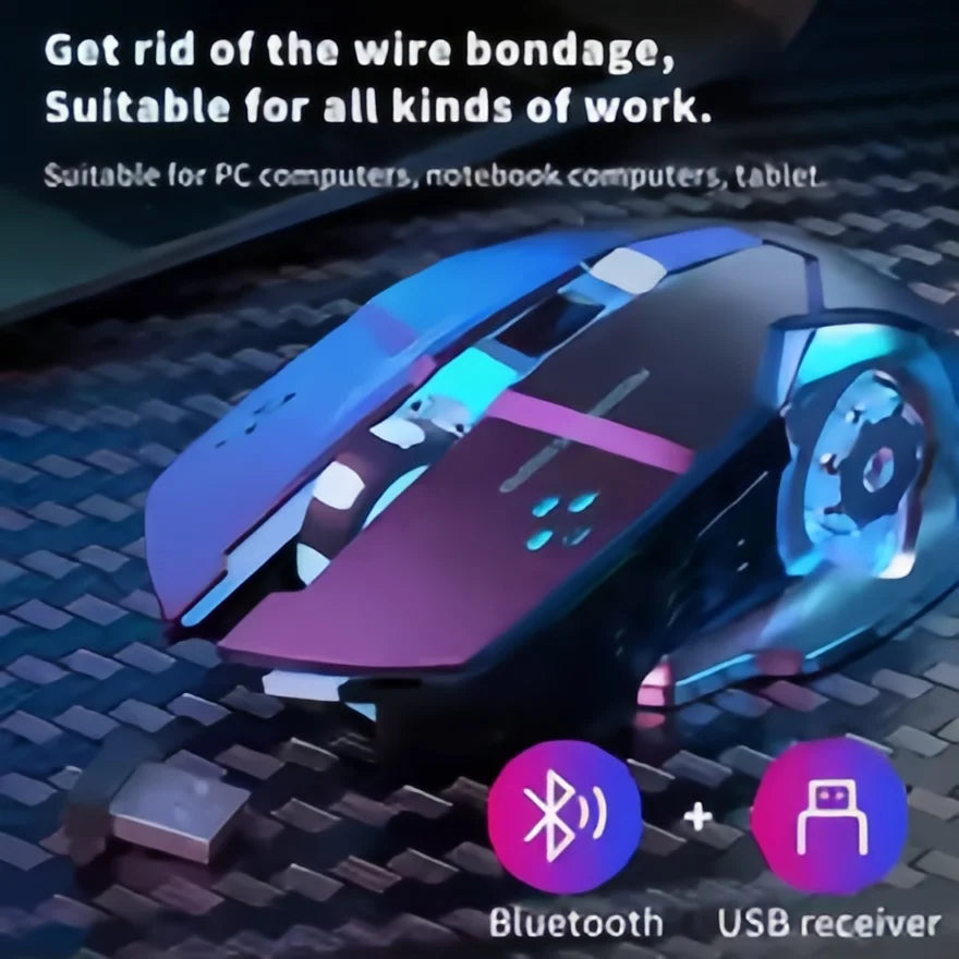 Punjivi bežični gaming miš – tihi Bluetooth/USB, RGB pozadinsko osvjetljenje, e-sport za PC