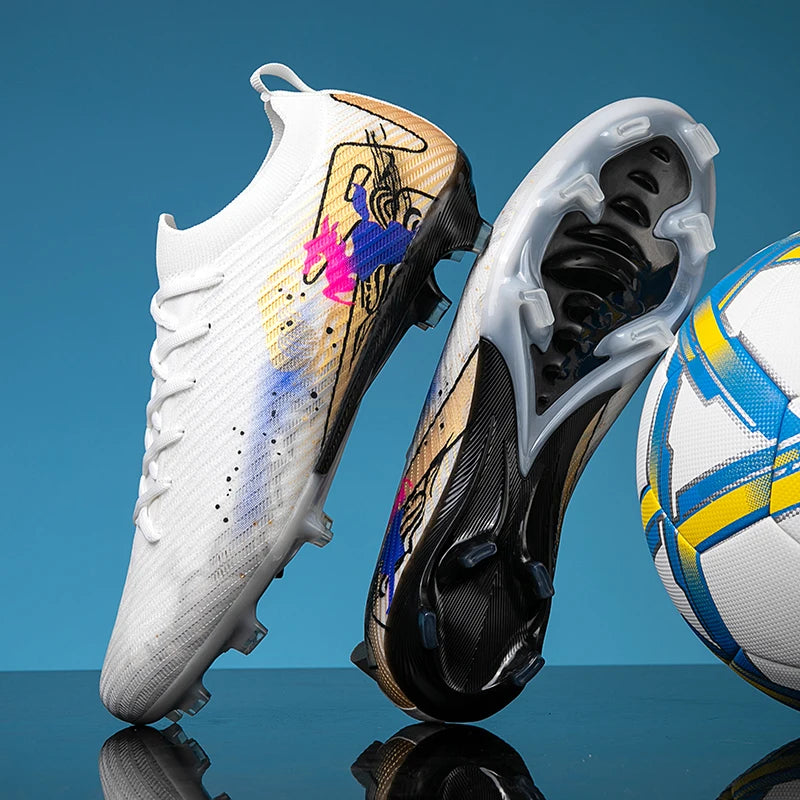 New Men Football Boots Cleats Non-Slip Match Ultralight Soccer FG Training Shoes Soccer Shoes Long Spikes Outdoor Drop Shipping