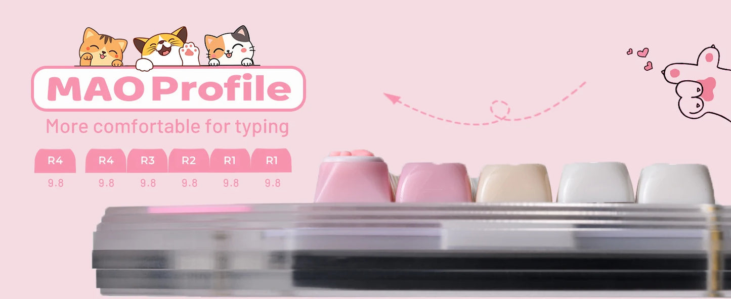 XVX 148 Keys Cat Theme Keycaps MAO Profile Key Cap Korean Glossy Cute Keycap for Keyboard 61 64 68 78 87 96 98 104 108