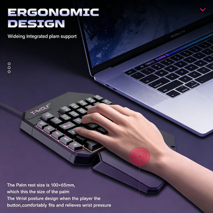 Wired One-Handed RGB Mechanical Gaming feel Keyboard, Mecha Membrane 40 Keys USB Professional Gaming Keypad Multimedia buttons