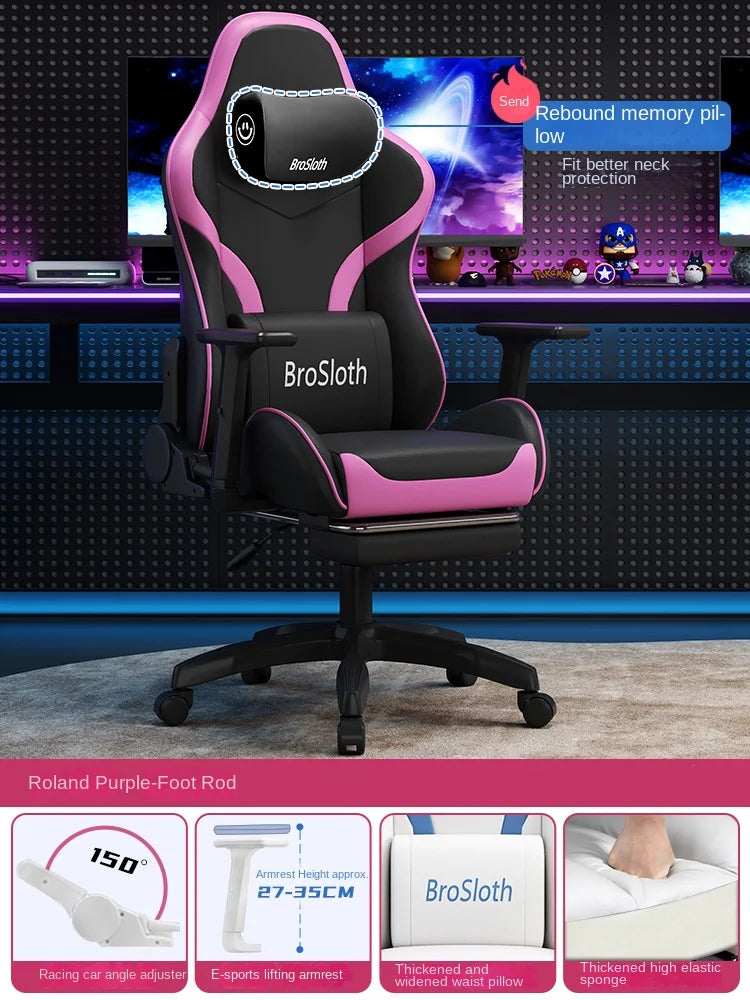 S6 Ergonomic Gaming Chair with Adjustable Backrest, Comfortable Computer Chair, Swivel Lift Chair with Armrests for Gaming & Office