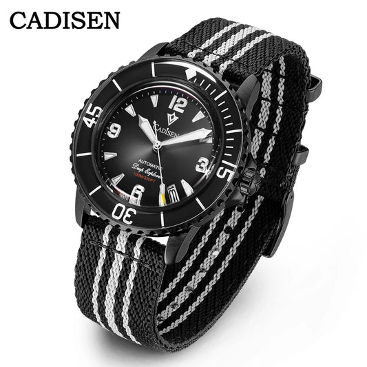 CADISEN Deep Explorer 2025 New Automatic Mechanical Watch Man Canvas Strap Wristwatch 8215 Luxury Luminous Waterproof Watches