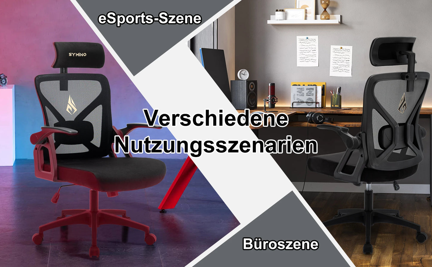 Symino Ergonomic Office Chair with Adjustable Headrest, Armrests & Lumbar Support, Rotating Rocker Executive Desk Chair for Home and Work