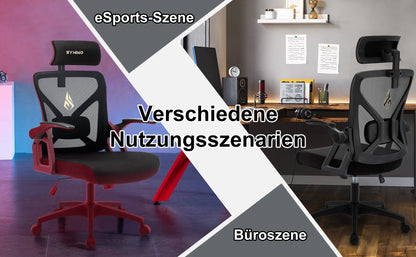 Symino Ergonomic Office Chair with Adjustable Headrest, Armrests & Lumbar Support, Rotating Rocker Executive Desk Chair for Home and Work