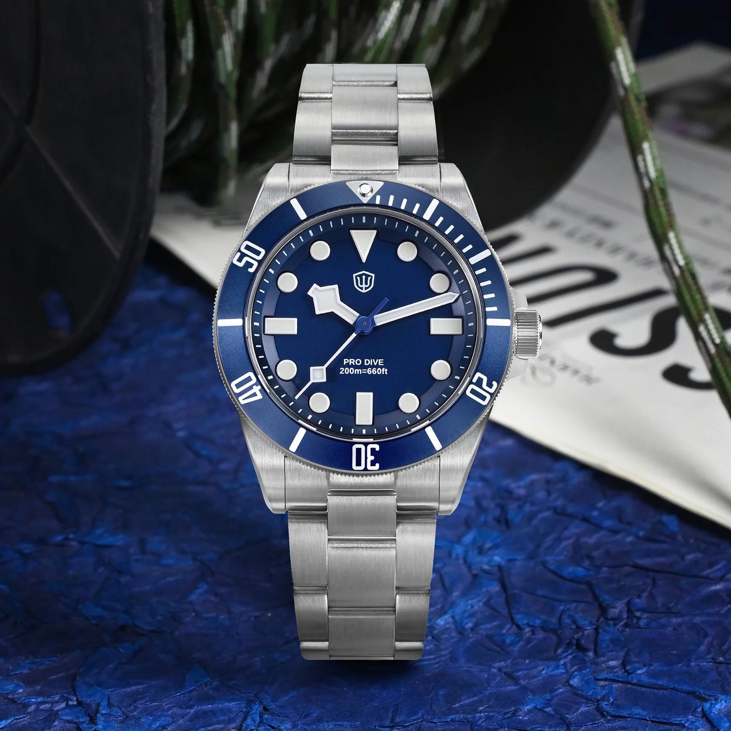 Watchdives WD1969 Pro 38mm Quartz Watch VH31 Sweep Seconds Movement 20Bar Waterproof BGW9 Blue Luminous Sapphire Glass Watches