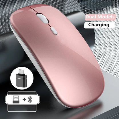 Ratón inalámbrico recargable de doble modo, compatible con Bluetooth y USB 2.4G, para ordenador, portátil, iPad, tablet y notebook, ratón gaming