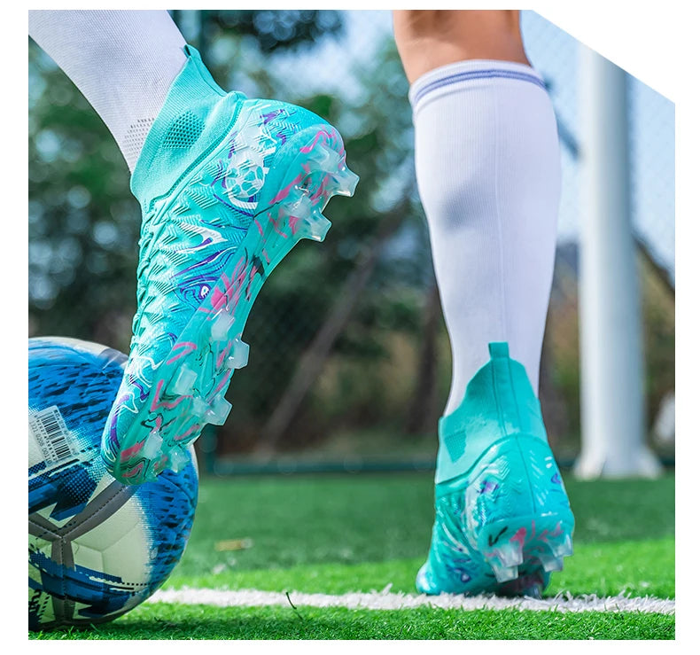 Chaussures de Football pour hommes et femmes, chaussures d'extérieur AG/FG, bottes de Football respirantes, ultralégères, antidérapantes, chaussures d'entraînement de Futsal