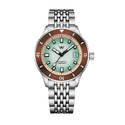 WM Watch Automatic Mechanical Diver Watches Men Sparkle Grain Gradient Dial Ceramic Bezel NH35 AR Coated Welly Merck Watch WM212