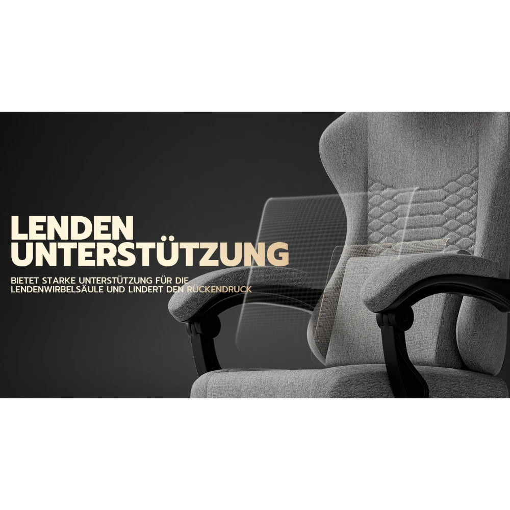 Gaming Chair Fabric Office Chair, Massage Gaming Chair with Headrest, Ergonomic Racing Gaming Seat with Footrest, for Relaxing