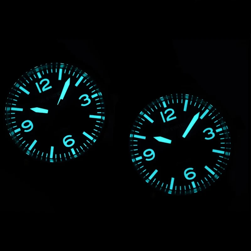 Milifortic Military Watch 39mm NH38 Automatic Mechanical Movement Retro Sapphire Crystal BGW9 Lume Leather Strap 10Bar Watch for Men
