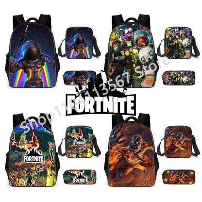 Fortnite Kids 3pcs Backpack Set Women Backpacks Office Stationary for Teenage Girls Boys Laptop Backpack Casual Travel Rucksack