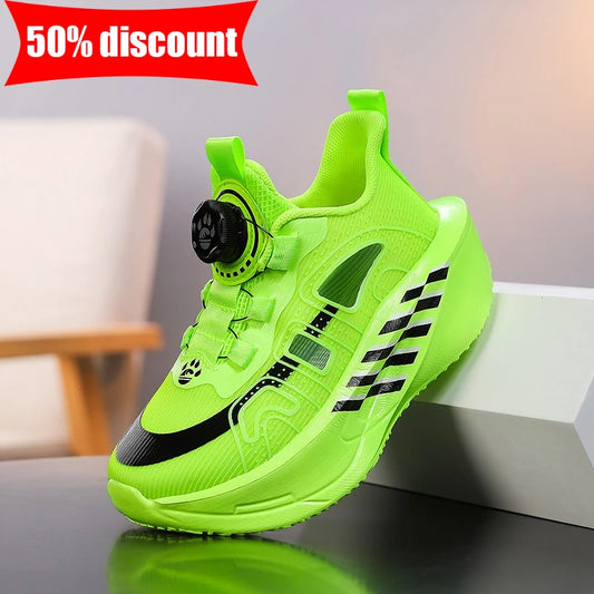 Children's Running Shoes Comfortable Mesh Boys Outdoor Training Shock-Absorbing Tennis Shoes New Hollow Breathable Casual Shoes