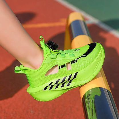 Children's Running Shoes Comfortable Mesh Boys Outdoor Training Shock-Absorbing Tennis Shoes New Hollow Breathable Casual Shoes