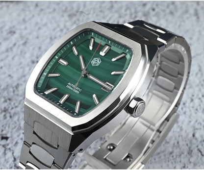 San Martin 39.5mm Tonneau Luxury Men Watch Mineral Dial Casual Sports PT5000 SW200 Automatic Mechanical Sapphire Luminous SN0145