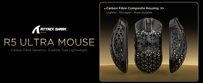 ATTACK SHARK R5 Ultra 8K Carbon Fiber kabellose Gaming-Maus mit 42000 DPI-PAW3950 MAX Sensor – 39g ultraleicht für Win/Mac
